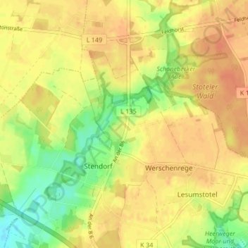 Carte topographique Auf der Lieth, altitude, relief