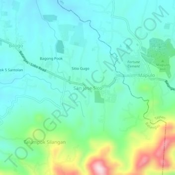 Carte topographique San Jose Sico, altitude, relief