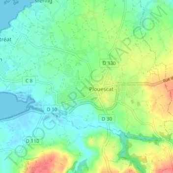 Carte topographique Kerfrégant, altitude, relief