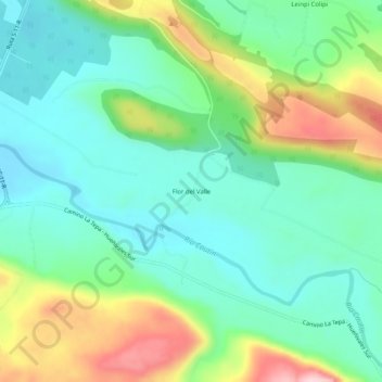 Carte topographique Flor del Valle, altitude, relief
