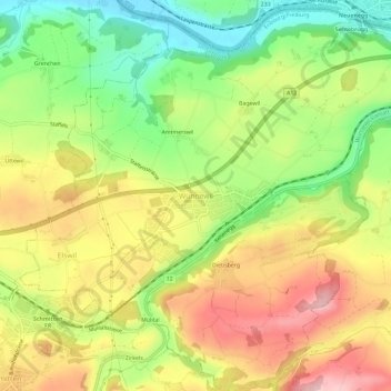 Carte topographique Wünnewil, altitude, relief