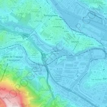 Carte topographique Galindo-Salcedillo, altitude, relief