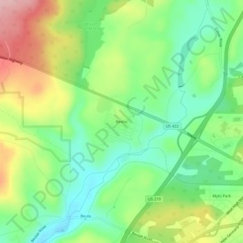 Carte topographique Revloc, altitude, relief