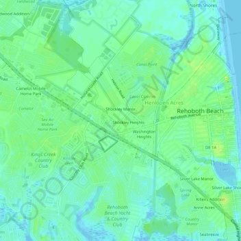 Carte topographique West Rehoboth, altitude, relief