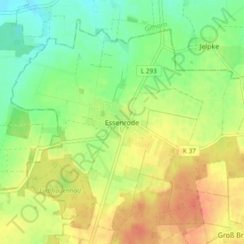 Carte topographique Essenrode, altitude, relief
