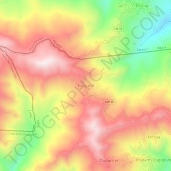 Carte topographique Tichy Haf, altitude, relief