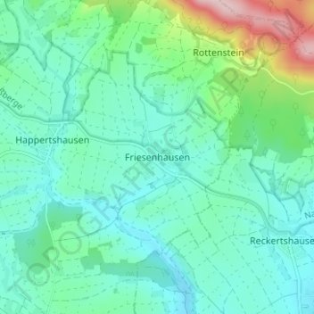 Carte topographique Friesenhausen, altitude, relief