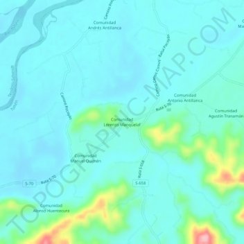 Carte topographique Comunidad Lorenzo Manquelaf, altitude, relief
