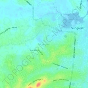 Carte topographique Srimenanti, altitude, relief
