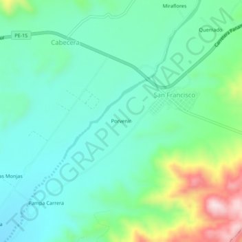 Carte topographique Porvenir, altitude, relief