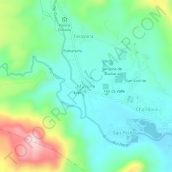 Carte topographique Muyuna, altitude, relief