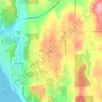 Carte topographique Lincoln, altitude, relief