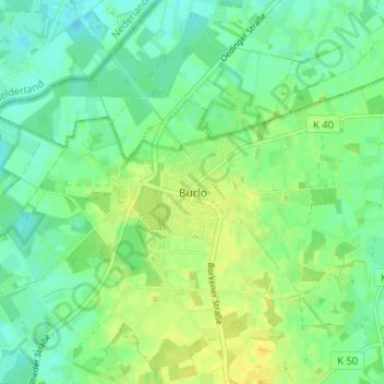 Carte topographique Burlo, altitude, relief