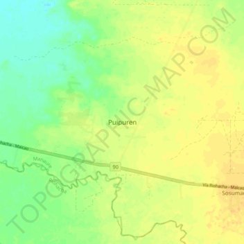 Carte topographique Puipuren, altitude, relief