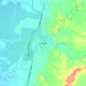 Carte topographique Carepa, altitude, relief