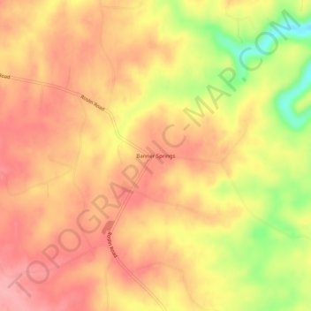 Carte topographique Banner Springs, altitude, relief