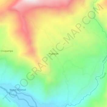 Carte topographique Hualatan, altitude, relief