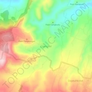 Carte topographique Cijengkol, altitude, relief
