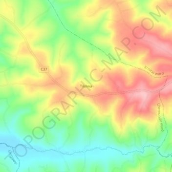 Carte topographique Tilolwa, altitude, relief