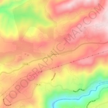 Carte topographique Pioneer, altitude, relief