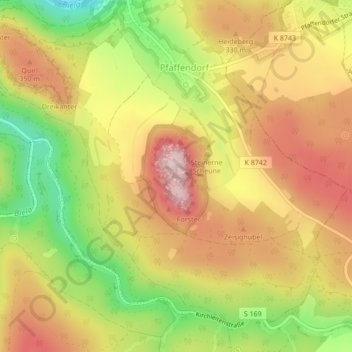 Carte topographique Pfaffenstein, altitude, relief