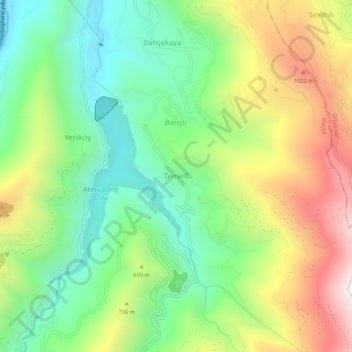 Carte topographique Temelli, altitude, relief