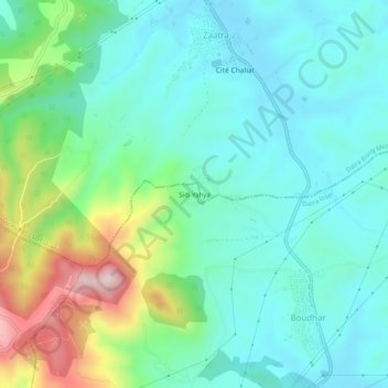Carte topographique Sidi Yahya, altitude, relief