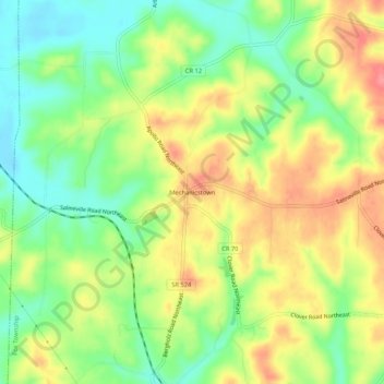 Carte topographique Mechanicstown, altitude, relief