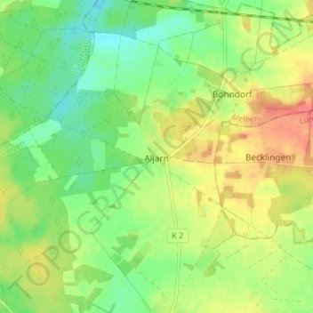 Carte topographique Aljarn, altitude, relief