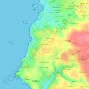 Carte topographique Penandreff, altitude, relief