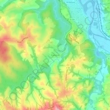 Carte topographique Etxehasia, altitude, relief
