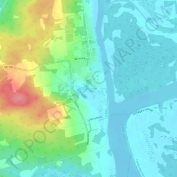 Carte topographique Gagetown, altitude, relief