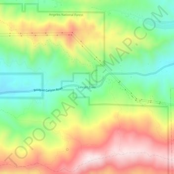 Carte topographique Lincoln Crest, altitude, relief