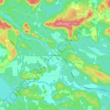 Carte topographique Iron Bridge, altitude, relief