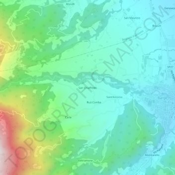 Carte topographique San Chiaffredo, altitude, relief