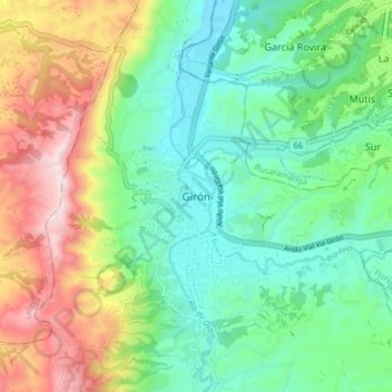 Carte topographique Girón, altitude, relief