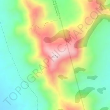 Carte topographique Alia Hill, altitude, relief