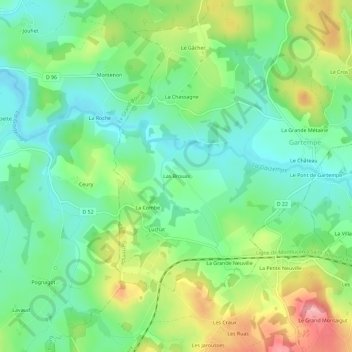 Carte topographique Las Brouas, altitude, relief