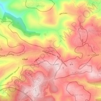 Carte topographique Al Qubeiba, altitude, relief
