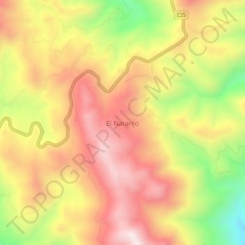Carte topographique El Naranjo, altitude, relief
