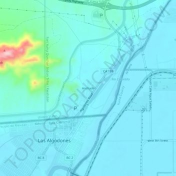 Carte topographique Andrade, altitude, relief