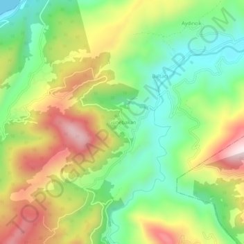 Carte topographique Günebakan, altitude, relief