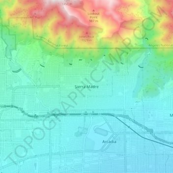 Carte topographique Sierra Madre, altitude, relief