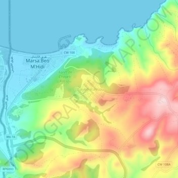 Carte topographique Forêt de Chayeb-Rassou, altitude, relief