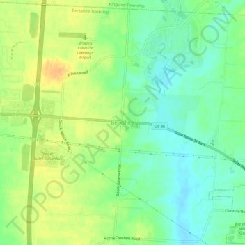 Carte topographique Berkshire, altitude, relief