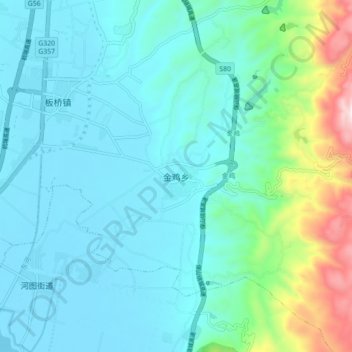 Carte topographique Jinji, altitude, relief