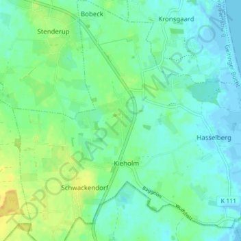 Carte topographique Gundelsby, altitude, relief