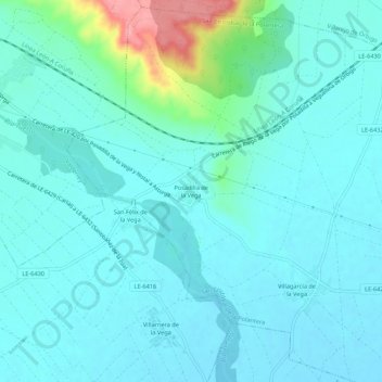 Carte topographique Posadilla de la Vega, altitude, relief