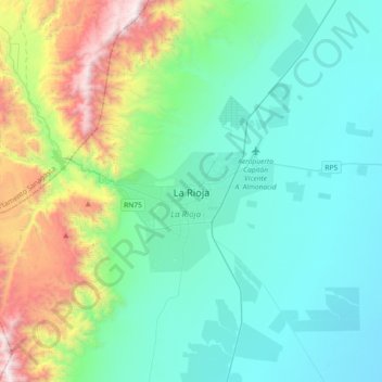 Carte topographique La Rioja, altitude, relief