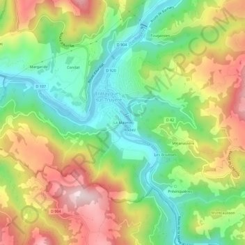 Carte topographique La Malette, altitude, relief